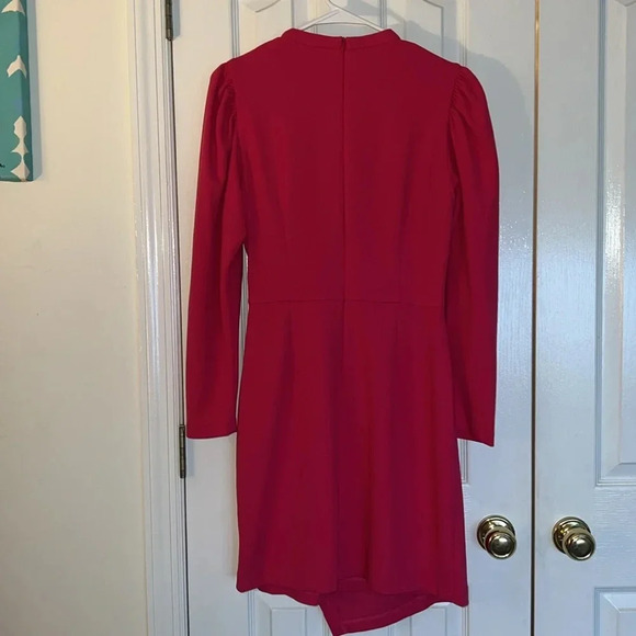 Donna Morgan Women's Leg O' Mutten Sleeve Side Draped Mini Dress Size 10 - Picture 3 of 3